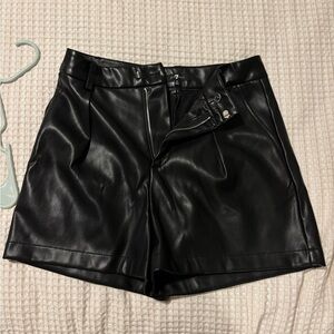 7 for All Mankind Black Leather Women's Shorts